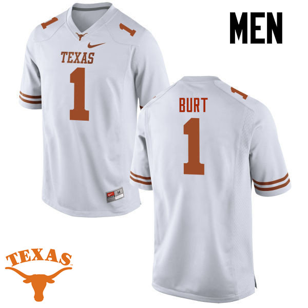 Men #1 John Burt Texas Longhorns College Football Jerseys-White